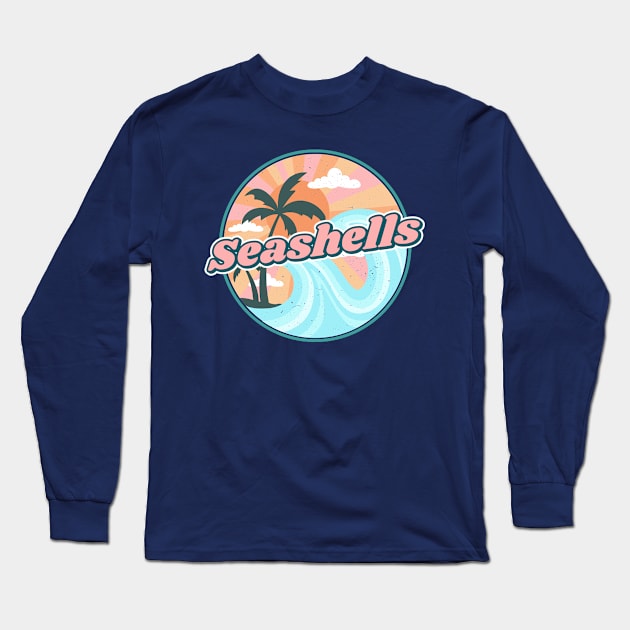 Seashells beach and palm trees Long Sleeve T-Shirt by tottlekopp